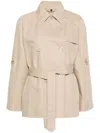 Fay Double-breasted Short Trench Coat In Nocciola Chiaro