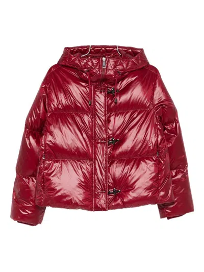 Fay Hooded Puffer Jacket In Red