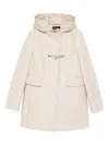 Fay Hooded Coat With Flap Pockets And Quilted Detail In Neutral
