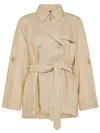 FAY FAY SHORT DOUBLE-BREASTED COTTON TWILL TRENCH COAT