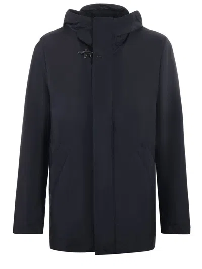 Fay Detachable-hood Padded Coat In Black