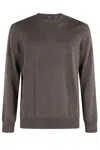 Fay Cocoa Wool Sweater With Round Neckline And Long Sleeves In Brown