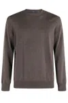 Fay Cocoa Wool Sweater With Round Neckline And Long Sleeves In Brown