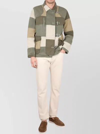 Fay Collar Patchwork Jacket Pockets In Pink