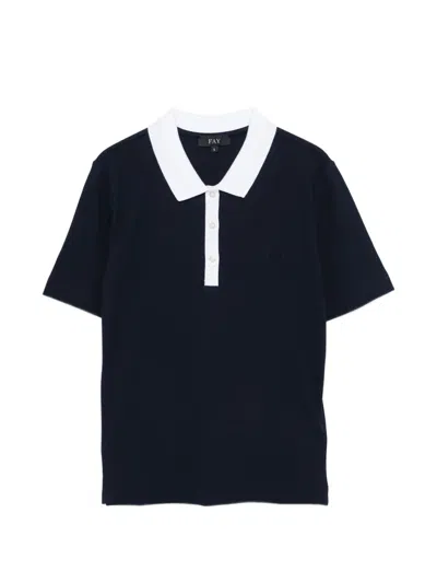 Fay Collared Button Polo Shirt In Black