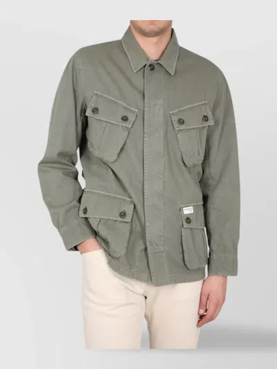 Fay Collared Jacket With Four Front Pockets In Gray