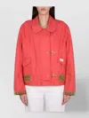 Fay Collared Jacket With Front Pockets And Contrast Cuffs In Red