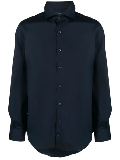 Fay Spread-collar Button-up Shirt In Blue