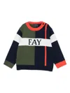 Fay Color-block Sweater In Green
