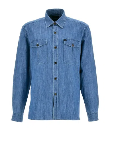 Fay Comfort Fit Denim Shirt In Blue