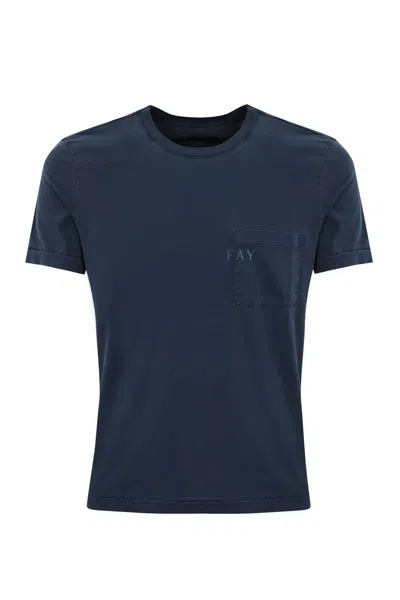 Fay Comfort Jersey T-shirt In Blu