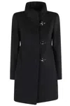 Fay Romantic Coat In Melange Wool Cloth In Black