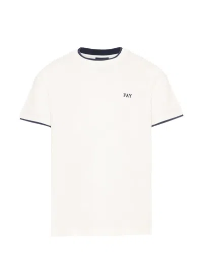 Fay Kids' Contrast-trim T-shirt In White