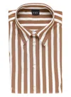 Fay Regular Striped Stretch Cotton Shirt In Brown