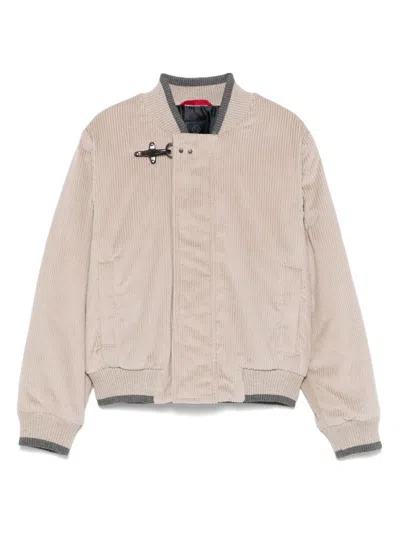 Fay Kids' Corduroy Bomber Jacket In Grey