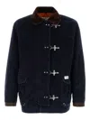 Fay Wool Blend Jacket With Front Pockets And Contrast Collar In Blue