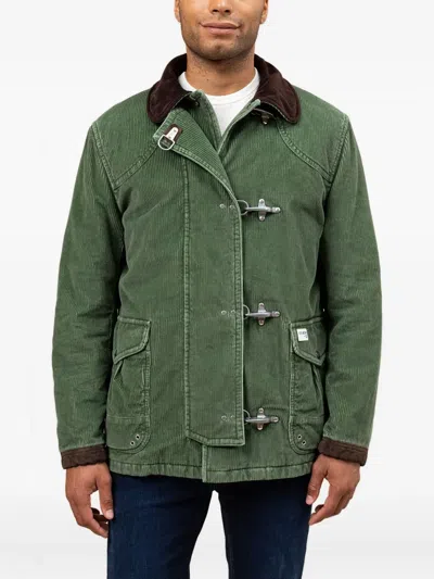 Fay Corduroy Toggle Jacket In Green