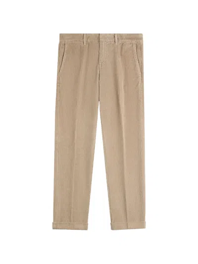 Fay Corduroy Turned-up Trousers In Brown