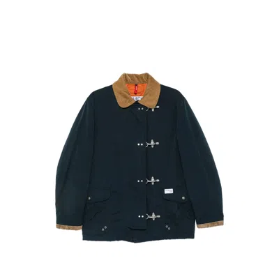 Fay Corduroy With Lobster Clasp Down Jacket In Blue