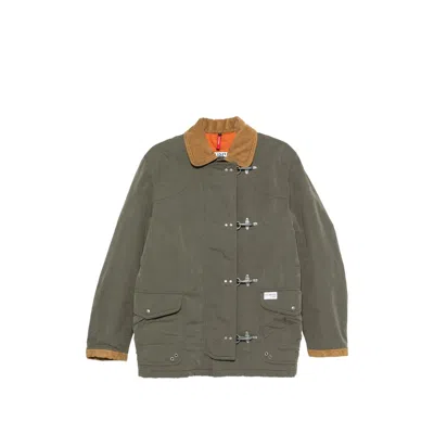Fay Corduroy With Lobster-clasp Fastening Jacket In Green