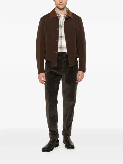 Fay Corduroy-collar Jacket In Brown