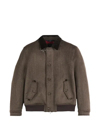 Fay Corduroy-collar Lobster-clasp Bomber Jacket In Brown
