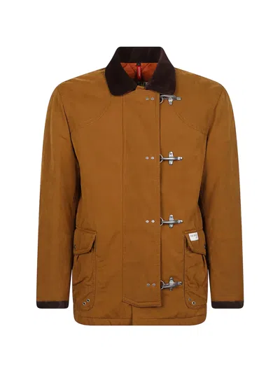 Fay Corduroy-collar Lobster-clasp Jacket In Brown