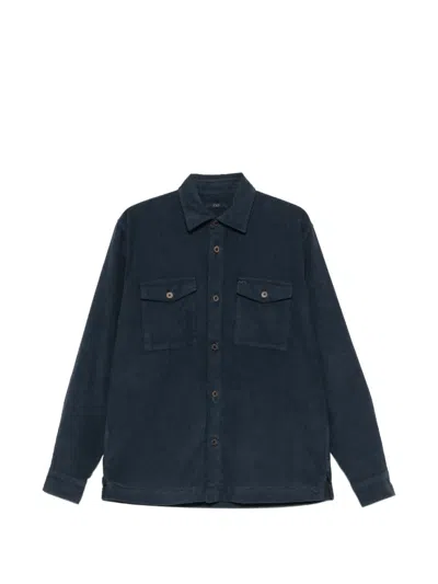 Fay Corduroy-texture Pocket-detail Shirt In Blue