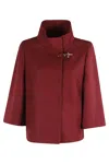 Fay Lined Wool Blend Cape With Hook Closure In Red