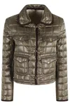 Fay Taupe Quilted Down Jacket In Green