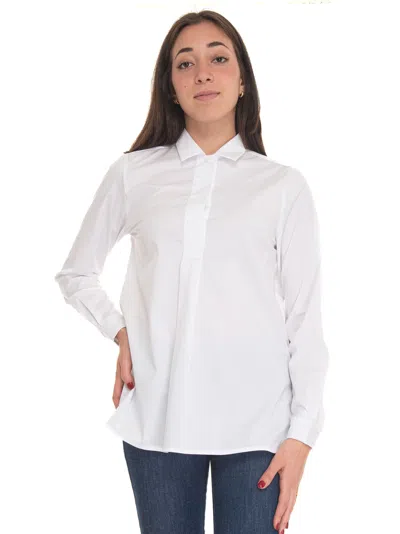 Fay Embroidered-logo Poplin Blouse In White