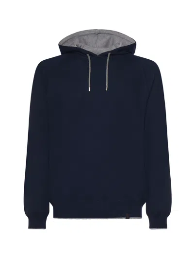Fay Cotton And Cashmere Zip-up Sweatshirt In Blue