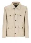 Fay Cotton And Linen Jacket In Neutral