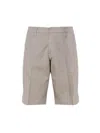 Fay Beige Stretch Cotton Shorts In Grey