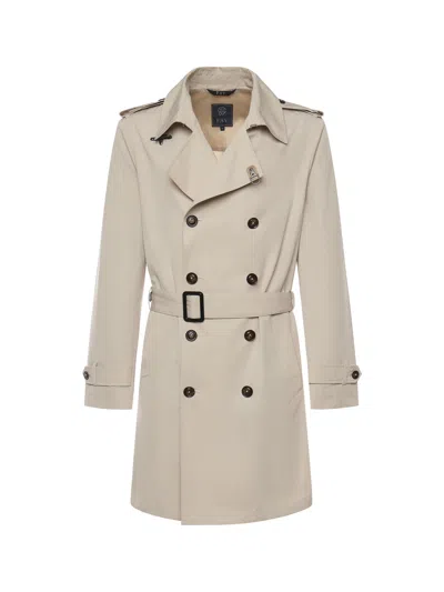 Fay Cotton-blend Microfaille Trench Coat In Neutral