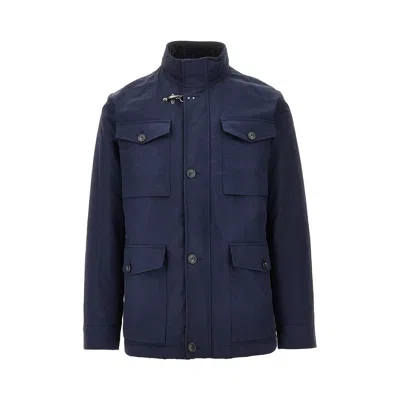 Fay Cotton-blend Padded Field Jacket In Blue