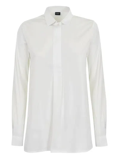 Fay Cotton-blend Shirt In White