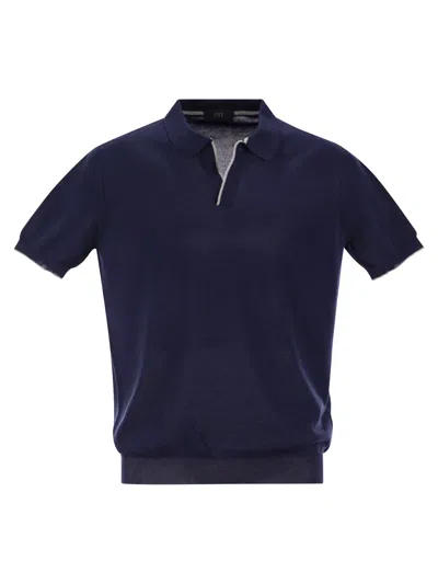Fay Cotton Buttonless Polo Shirt In Black