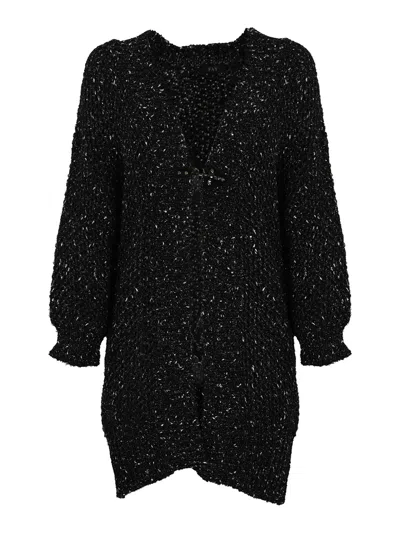 Fay Cotton Cardigan With Sequins In Black