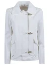 Fay Cotton Casual Jacket With Unique Fastening System In White