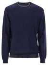 Fay Men Cotton Crew-neck Jumper In Blue
