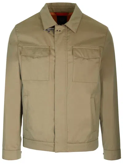 Fay Cotton Field Jacket Jackets Green In Beige