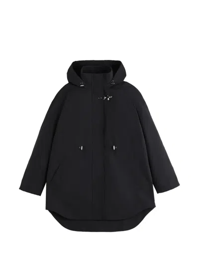 Fay Cotton Hooded Parka Coat In Blue