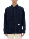 Fay Navy Blue Solid Shirt Collar Jacket In Black
