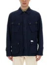 Fay Navy Blue Solid Shirt Collar Jacket In Blue
