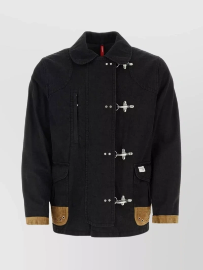 FAY COTTON JACKET WITH CORDUROY COLLAR AND CONTRAST ELBOW PATCHES