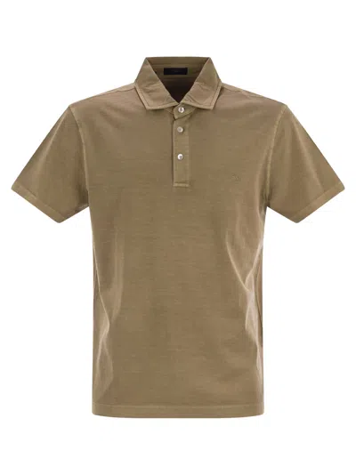 Fay Men Cotton Jersey Polo Shirt In Brown