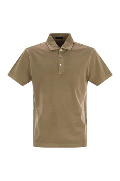 Fay Polo 3 Bottoni Jersey Satinata Polo In Cammello