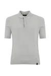 Fay Cotton Knit Polo In Ghiaccio