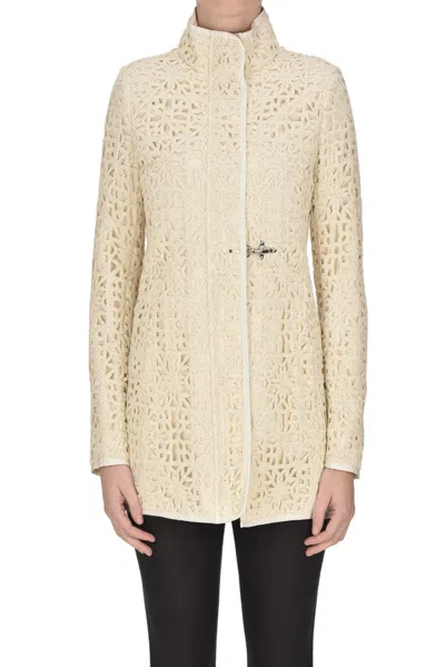 Fay Cotton Lace Jacket In Cream